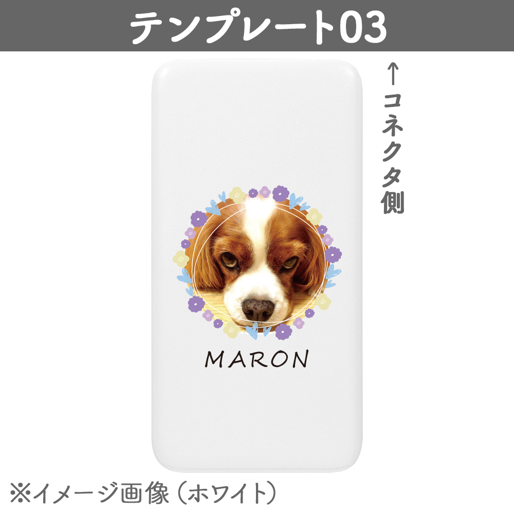 【プリントライフエッグ】薄型モバイルバッテリー 10000mAh ホワイト テンプレ03 イメージ画像